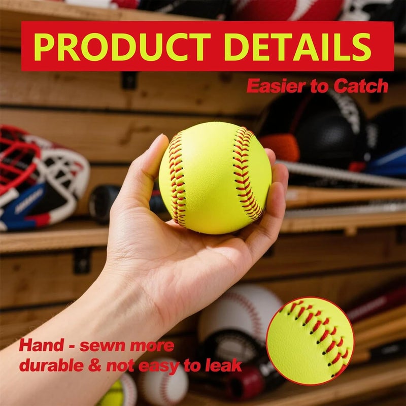 Mofizarex Sports Practice Fastpitch Softballs, Yellow Softballs Training Ball Unmarked & Leather Covered for Games, Practice and Training - Image 4